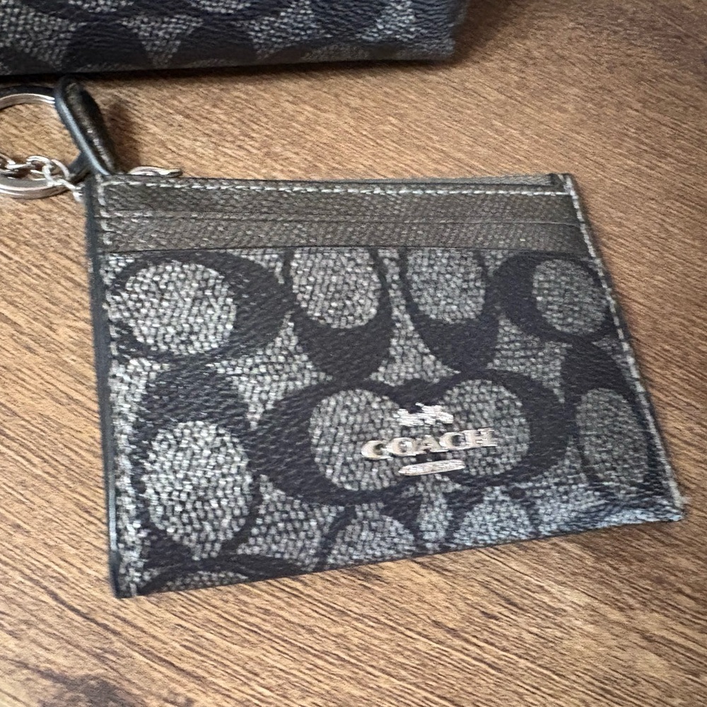 Coach Black and Gray Signature Card Holder